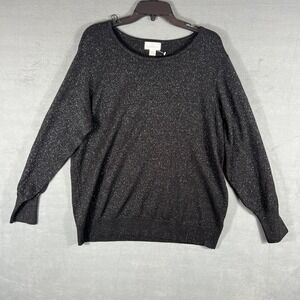 Jaclyn Smith Collection Women's Black‎ Sparkle Glitter Knit Sweater Top XL